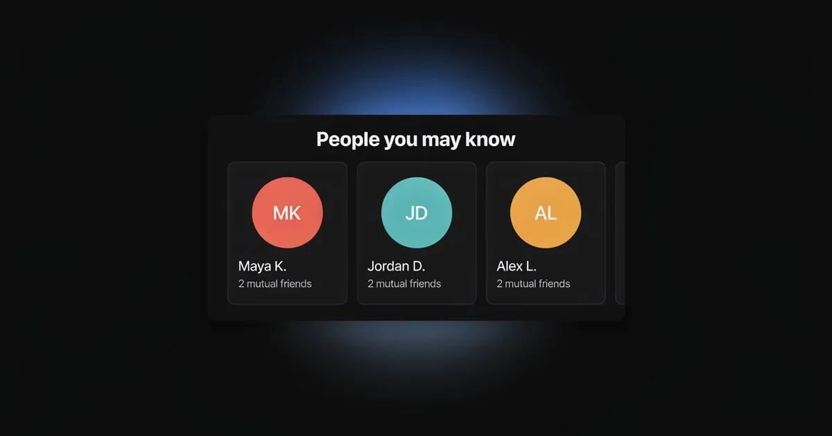 A "People you may know" row with three rider cards showing mutual friends