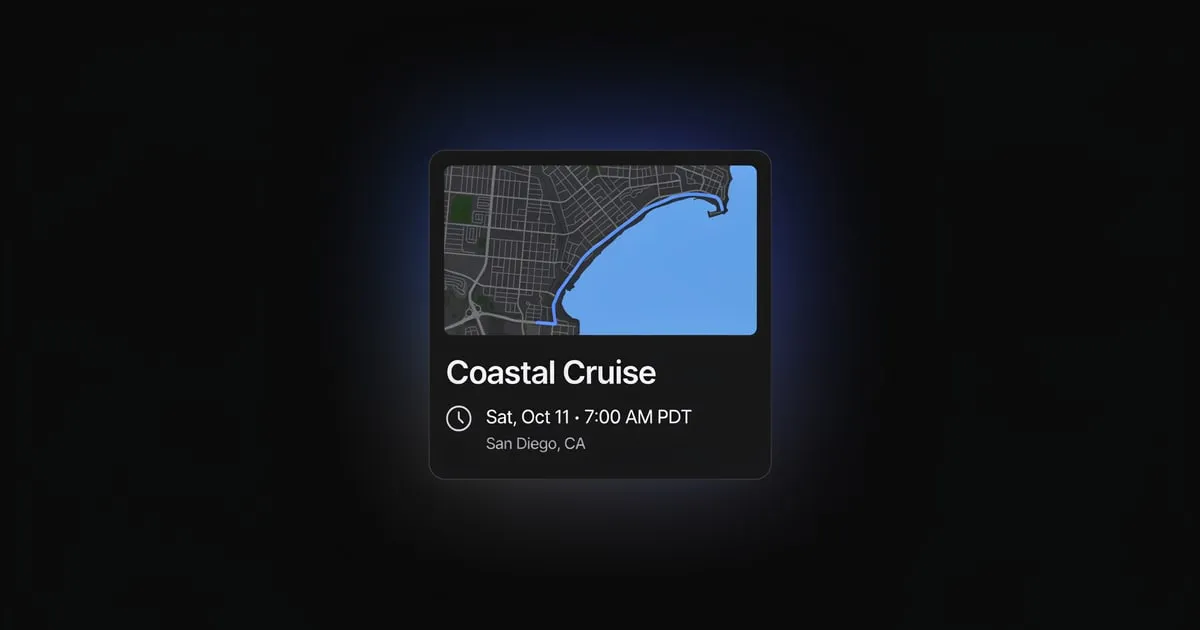 A ride card for Coastal Cruise starting Sat, Oct 11 at 7:00 AM PDT in San Diego